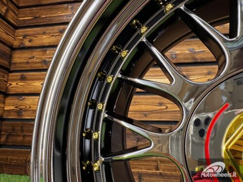 Rtlankis Laredo BBS LM style 17X8.5J 4X100/4X108 ET20 73.1 Black Chrome with Gold Rivets