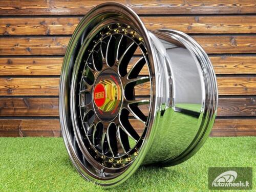 Rtlankis Laredo BBS LM style 17X8.5J 5X112/5X120 ET20 73.1 Black Chrome with Gold Rivets