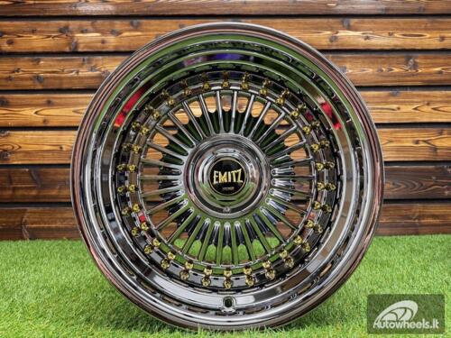 Ratlankis Work Emitz Style R15X8J 4X100/5X100 ET0 73.1 Black Chrome with Gold Rivets