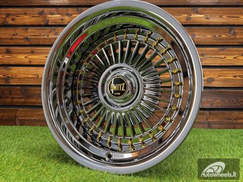 Ratlankis Work Emitz Style R15X8J 4X100/5X100 ET0 73.1 Black Chrome with Gold Rivets