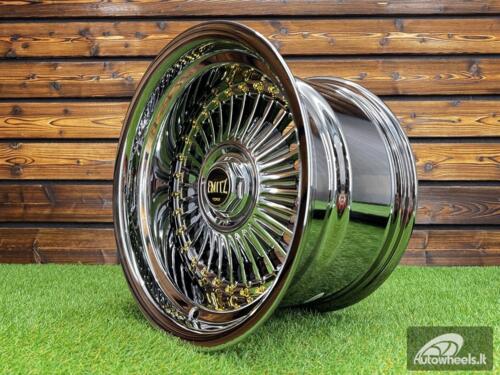Ratlankis Work Emitz Style R15X9J 4X100/5X100 ET0 73.1 Black Chrome with Gold Rivets