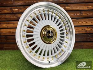 Ratlankis Work Emitz Style R17X8J 5X112/5X120 ET20 73.1 White with Diamond Cut and Gold Rivets