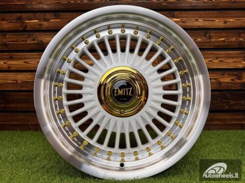 Ratlankis Work Emitz Style R17X8J 5X112/5X120 ET20 73.1 White with Diamond Cut and Gold Rivets
