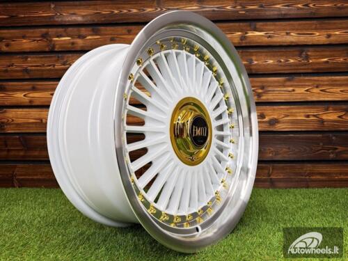 Ratlankis Work Emitz Style R17X8J 5X112/5X120 ET20 73.1 White with Diamond Cut and Gold Rivets