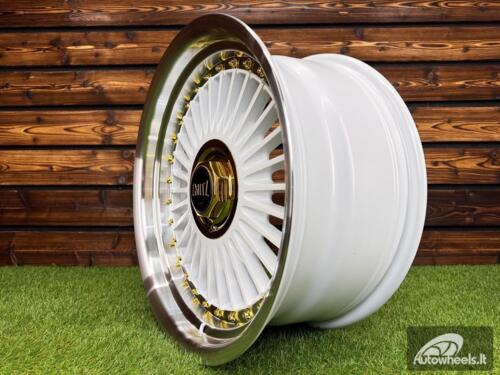 Ratlankis Work Emitz Style R17X8J 5X112/5X120 ET20 73.1 White with Diamond Cut and Gold Rivets