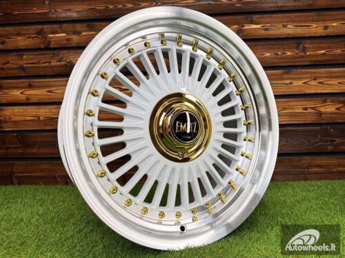 Ratlankis Work Emitz Style R17X9J 5X112/5X120 ET20 73.1 White with Diamond Cut and Gold Rivets