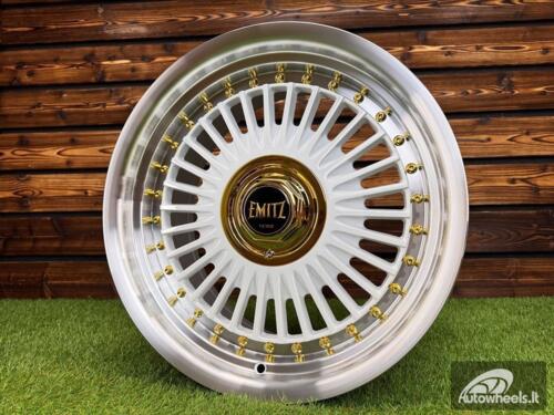 Ratlankis Work Emitz Style R17X9J 5X112/5X120 ET20 73.1 White with Diamond Cut and Gold Rivets