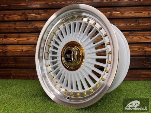 Ratlankis Work Emitz Style R17X9J 5X112/5X120 ET20 73.1 White with Diamond Cut and Gold Rivets