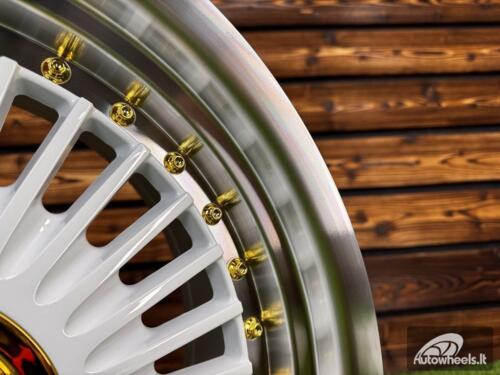 Ratlankis Work Emitz Style R17X9J 5X112/5X120 ET20 73.1 White with Diamond Cut and Gold Rivets