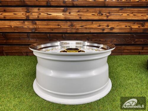 Ratlankis Work Emitz Style R17X9J 5X112/5X120 ET20 73.1 White with Diamond Cut and Gold Rivets