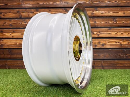 Ratlankis Work Emitz Style R17X8J 5X100/5X114.3 ET20 73.1 White with Diamond Cut and Gold Rivets
