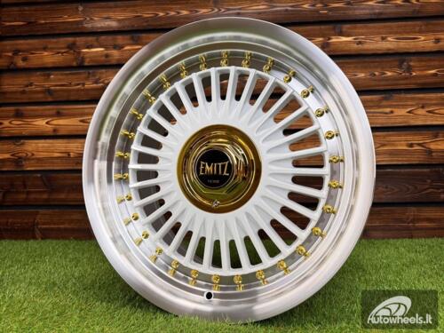 Ratlankis Work Emitz Style R17X8J 5X100/5X114.3 ET20 73.1 White with Diamond Cut and Gold Rivets