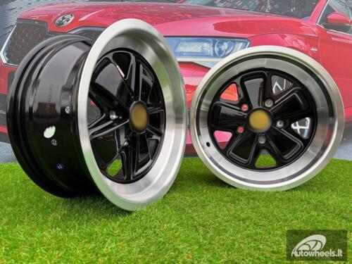 Ratlankis Porsche Fuchs Style R16X7J 5X130 ET23.3 71.6 Gloss Black with Milled Lip