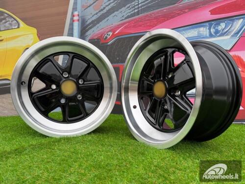 Ratlankis Porsche Fuchs Style R16X7J 5X130 ET23.3 71.6 Gloss Black with Milled Lip