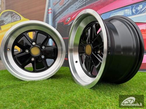 Ratlankis Porsche Fuchs Style R16X7J 5X130 ET23.3 71.6 Gloss Black with Milled Lip