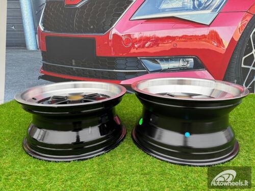 Ratlankis Porsche Fuchs Style R16X7J 5X130 ET23.3 71.6 Gloss Black with Milled Lip