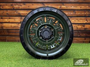 Ratlankis Rhino Abrams Style R17X9J 6x139.7 ET0 110.1 MATT BLACK + ARMY GREEN CENTER (FOR 4X4 OFF-ROAD Toyota Tacoma, Ford Ranger)