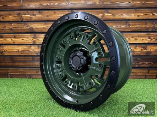 Ratlankis Rhino Abrams Style R17X9J 6x139.7 ET0 110.1 MATT BLACK + ARMY GREEN CENTER (FOR 4X4 OFF-ROAD Toyota Tacoma, Ford Ranger)