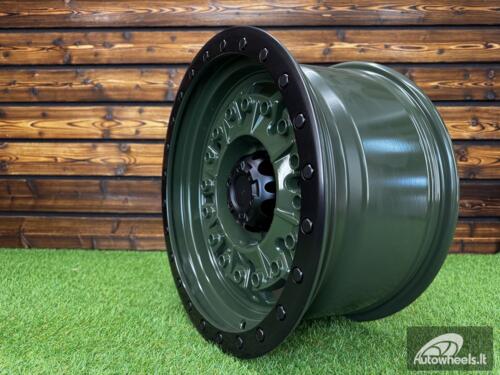 Ratlankis Rhino Abrams Style R17X9J 6x139.7 ET0 110.1 MATT BLACK + ARMY GREEN CENTER (FOR 4X4 OFF-ROAD Toyota Tacoma, Ford Ranger)