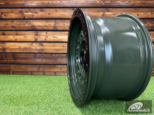 Ratlankis Rhino Abrams Style R17X9J 6x139.7 ET0 110.1 MATT BLACK + ARMY GREEN CENTER (FOR 4X4 OFF-ROAD Toyota Tacoma, Ford Ranger)