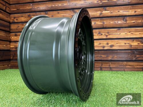 Ratlankis Rhino Abrams Style R17X9J 6x139.7 ET0 110.1 MATT BLACK + ARMY GREEN CENTER (FOR 4X4 OFF-ROAD Toyota Tacoma, Ford Ranger)