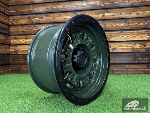 Ratlankis Rhino Abrams Style R17X9J 6x139.7 ET0 110.1 MATT BLACK + ARMY GREEN CENTER (FOR 4X4 OFF-ROAD Toyota Tacoma, Ford Ranger)