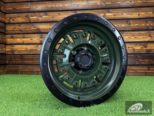 Ratlankis Rhino Abrams Style R17X9J 6x139.7 ET0 110.1 MATT BLACK + ARMY GREEN CENTER (FOR 4X4 OFF-ROAD Toyota Tacoma, Ford Ranger)