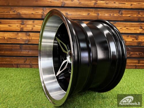 Ratlankis Autostar Kanji Style R14X8J 4x100 ET-5 CB 73.1 Black Machine Face