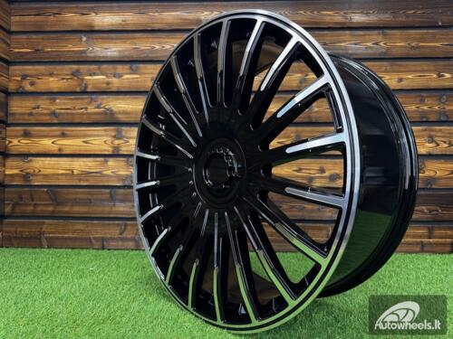 Ratlankis Brabus G Wagon Style R24X10J 5X112 ET35 CB 66.6 GLOSS BLACK MACHINED (For MER)