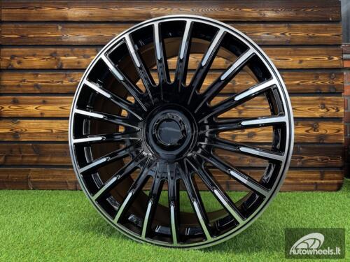 Ratlankis Brabus G Wagon Style R24X10J 5X112 ET35 CB 66.6 GLOSS BLACK MACHINED (For MER)