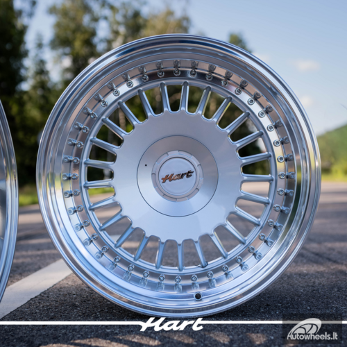 Ratlankis HART HR75 R18X8.5J 5X112/5X120 ET28 CB:74.1mm Silver face and Diamond cut lip Silver Rivets