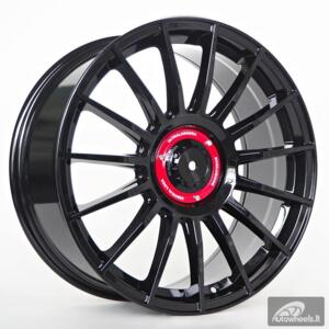 Ratlankis James 8,5X19 5X100/112 ET45 73,1 GLOSSY BLACK WITH CENTER CAP RED
