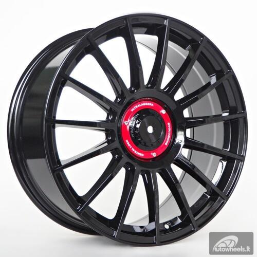 Ratlankis James 8,5X19 5X100/112 ET45 73,1 GLOSSY BLACK WITH CENTER CAP RED