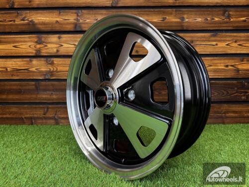 Ratlankis Beetle Baby Fuchs Style R15X5.5J 4X130 ET40 88.7 Black Machine Face ( For VW Beetle mk2, Porsche 914 ) 