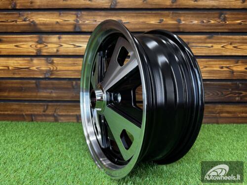 Ratlankis Beetle Baby Fuchs Style R15X5.5J 4X130 ET40 88.7 Black Machine Face ( For VW Beetle mk2, Porsche 914 ) 