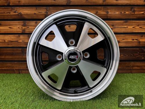 Ratlankis Beetle Baby Fuchs Style R15X5.5J 4X130 ET40 88.7 Black Machine Face ( For VW Beetle mk2, Porsche 914 ) 
