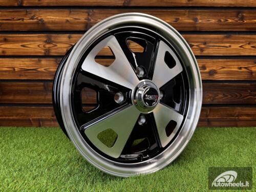 Ratlankis Beetle Baby Fuchs Style R15X5.5J 4X130 ET40 88.7 Black Machine Face ( For VW Beetle mk2, Porsche 914 ) 