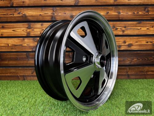 Ratlankis Beetle Baby Fuchs Style R15X5.5J 4X130 ET40 88.7 Black Machine Face ( For VW Beetle mk2, Porsche 914 ) 