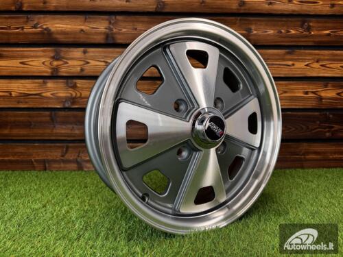 Ratlankis Beetle Baby Fuchs Style R15X5.5J 4X130 ET40 88.7 Gunmetal Machine Face ( For VW Beetle mk2, Porsche 914 ) 