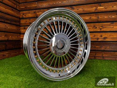Ratlankis Alpina Classic Style R19X9J 5X112/5X120 ET20  74.1 White Vacuum Chrome with Gold Rivets 
