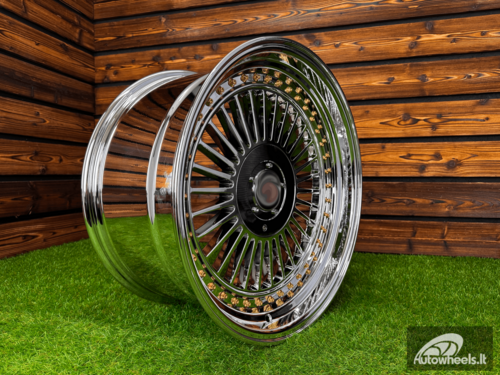 Ratlankis Alpina Classic Style R19X9J 5X112/5X120 ET20  74.1 White Vacuum Chrome with Gold Rivets 