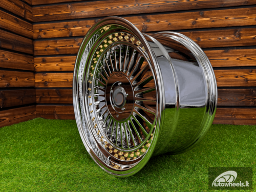 Ratlankis Alpina Classic Style R19X9J 5X112/5X120 ET20  74.1 White Vacuum Chrome with Gold Rivets 