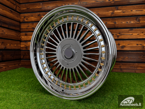 Ratlankis Alpina Classic Style R19X9J 5X112/5X120 ET20  74.1 White Vacuum Chrome with Gold Rivets 