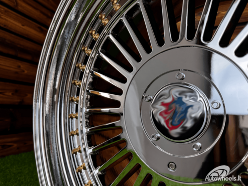 Ratlankis Alpina Classic Style R19X9J 5X112/5X120 ET20  74.1 White Vacuum Chrome with Gold Rivets 