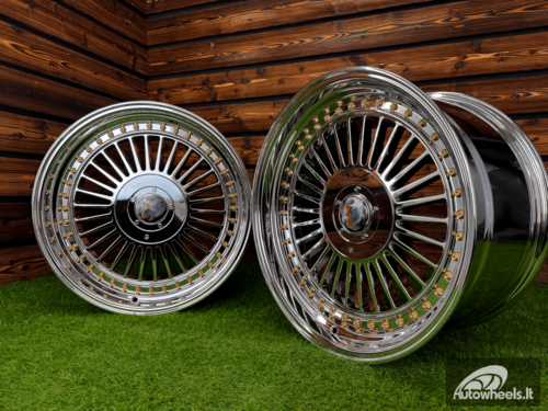 Ratlankis Alpina Classic Style R19X9J 5X112/5X120 ET20  74.1 White Vacuum Chrome with Gold Rivets 
