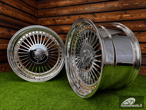Ratlankis Alpina Classic Style R19X9J 5X112/5X120 ET20  74.1 White Vacuum Chrome with Gold Rivets 