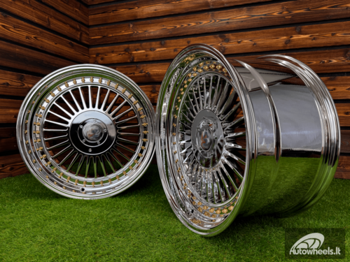 Ratlankis Alpina Classic Style R19X9J 5X112/5X120 ET20  74.1 White Vacuum Chrome with Gold Rivets 