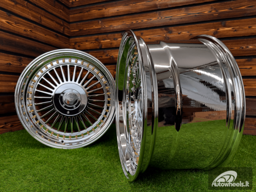 Ratlankis Alpina Classic Style R19X9J 5X112/5X120 ET20  74.1 White Vacuum Chrome with Gold Rivets 