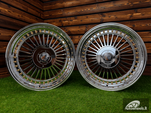 Ratlankis Alpina Classic Style R19X9J 5X112/5X120 ET20  74.1 White Vacuum Chrome with Gold Rivets 