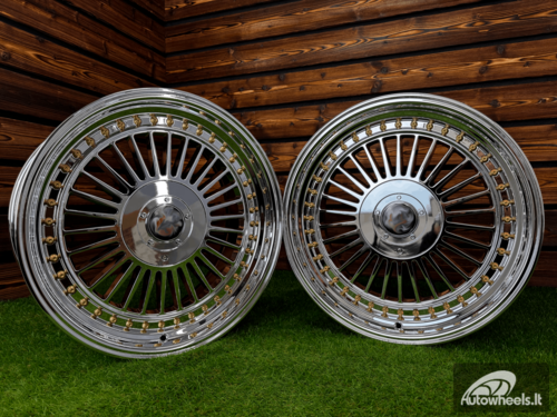 Ratlankis Alpina Classic Style R19X9J 5X112/5X120 ET20  74.1 White Vacuum Chrome with Gold Rivets 